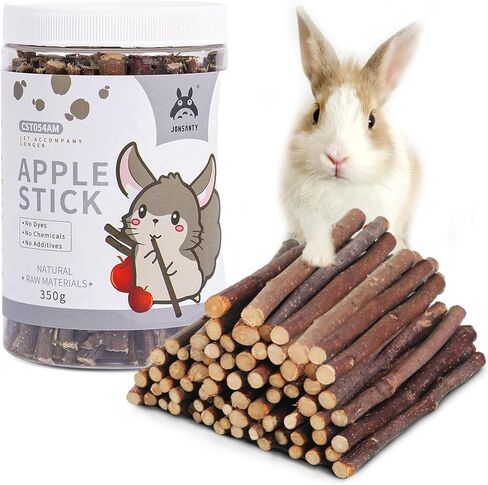 330g Natural Apple Sticks Rabbit Chew Toys, Bunny Teething Toys, Easy to Store in Jar, Ideal for Rabbit, Guinea Pig, Hamster, Chinchilla, Chipmunks, Squirrels, Gerbils, Small Animals in Saudi Arabia