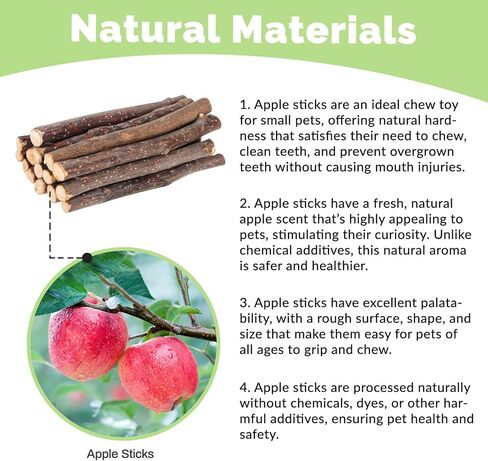 330g Natural Apple Sticks Rabbit Chew Toys, Bunny Teething Toys, Easy to Store in Jar, Ideal for Rabbit, Guinea Pig, Hamster, Chinchilla, Chipmunks, Squirrels, Gerbils, Small Animals in Saudi Arabia