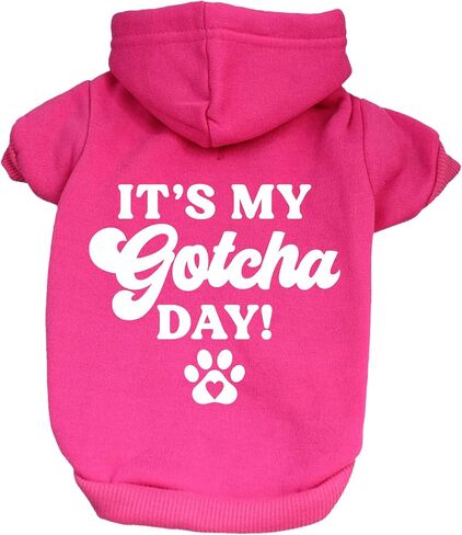 سويت شيرت بغطاء للرأس من It's My Gotcha Day Dog مبطن بالصوف مع فتحة للمقود (وردي فاقع، 2X-Large 12) in Saudi Arabia