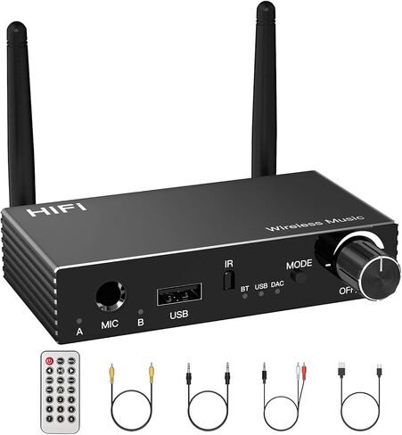 مستقبل بلوتوث، محول صوت بلوتوث 5.3 لدعم ستيريو منزلي BT/محوري/USB/MIC ومخرج ستيريو 3.5 مم AUX L/R محول AUX بلوتوث زمن الوصول المنخفض وصوت عالي الدقة in Saudi Arabia