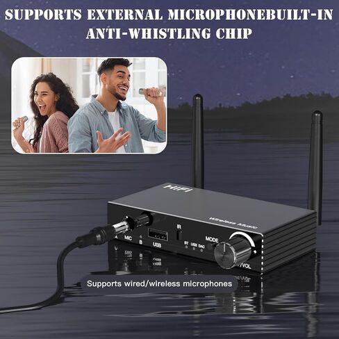 مستقبل بلوتوث، محول صوت بلوتوث 5.3 لدعم ستيريو منزلي BT/محوري/USB/MIC ومخرج ستيريو 3.5 مم AUX L/R محول AUX بلوتوث زمن الوصول المنخفض وصوت عالي الدقة in Saudi Arabia