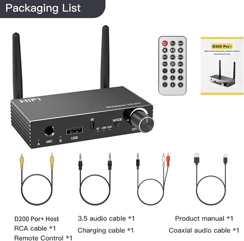 مستقبل بلوتوث، محول صوت بلوتوث 5.3 لدعم ستيريو منزلي BT/محوري/USB/MIC ومخرج ستيريو 3.5 مم AUX L/R محول AUX بلوتوث زمن الوصول المنخفض وصوت عالي الدقة in Saudi Arabia
