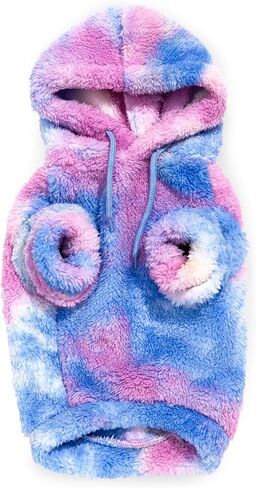 Haloumoning Tie Dye Dog Clothes Fleece Hoodie, Pet Winter Coat, Pet Outfit, Cat Clothing, Puppy Pullover Sweatshirts for Small Medium Large Dogs Boy Girl in Saudi Arabia