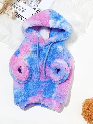Haloumoning Tie Dye Dog Clothes Fleece Hoodie, Pet Winter Coat, Pet Outfit, Cat Clothing, Puppy Pullover Sweatshirts for Small Medium Large Dogs Boy Girl in Saudi Arabia