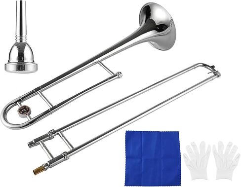 summina Silver Trumpet Alto Trombone Brass Bb Tone B Flat Wind Instrument with Cupronickel Mouthpiece Cleaning Stick Case in Saudi Arabia