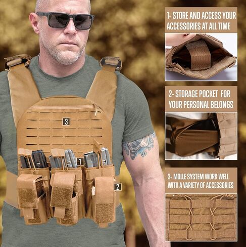 GFIRE Tactical Vest Breathable Adjustable Modular Paintball Vest with Removable Pouch, Lightweight Vest Outdoor Training in Saudi Arabia
