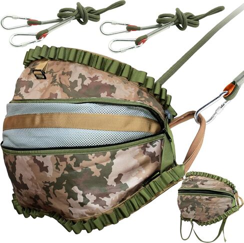 PUNCHMAN Camo Tree Saddle Hunting Kit - طقم سرج للصيد شديد التحمل يحمل ما يصل إلى 300 رطل، سرج تسلق شجرة قابل للتعديل مع 2 من مقابض حبل التسلق وحلقات تسلق، ملحقات صيد الغزلان in Kuwait