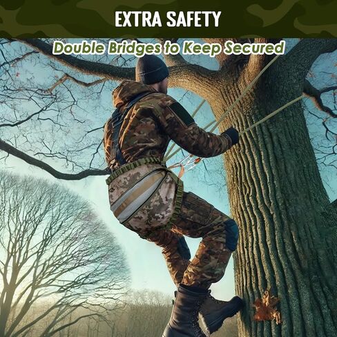 PUNCHMAN Camo Tree Saddle Hunting Kit - طقم سرج للصيد شديد التحمل يحمل ما يصل إلى 300 رطل، سرج تسلق شجرة قابل للتعديل مع 2 من مقابض حبل التسلق وحلقات تسلق، ملحقات صيد الغزلان in Kuwait