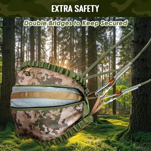 PUNCHMAN Camo Tree Saddle Hunting Kit - طقم سرج للصيد شديد التحمل يحمل ما يصل إلى 300 رطل، سرج تسلق شجرة قابل للتعديل مع 2 من مقابض حبل التسلق وحلقات تسلق، ملحقات صيد الغزلان in Kuwait