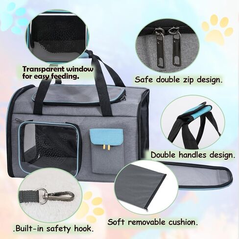 Keado Cat Carrier Dog Carrier أعلى حامل الحيوانات الأليفة القابل للتوسيع للقطط الصغيرة المتوسطة والجراء والكلاب الناعمة من جانب القط الكلب على ظهره الناقل مع زجاجة مياه الكلب والمواد الغذائية تحتوي على ناقلات السفر الأزرق in Kuwait