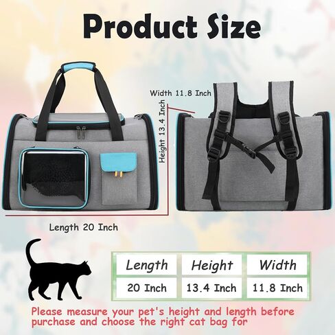 Keado Cat Carrier Dog Carrier أعلى حامل الحيوانات الأليفة القابل للتوسيع للقطط الصغيرة المتوسطة والجراء والكلاب الناعمة من جانب القط الكلب على ظهره الناقل مع زجاجة مياه الكلب والمواد الغذائية تحتوي على ناقلات السفر الأزرق in Kuwait