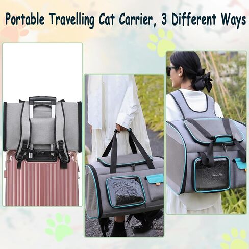 Keado Cat Carrier Dog Carrier أعلى حامل الحيوانات الأليفة القابل للتوسيع للقطط الصغيرة المتوسطة والجراء والكلاب الناعمة من جانب القط الكلب على ظهره الناقل مع زجاجة مياه الكلب والمواد الغذائية تحتوي على ناقلات السفر الأزرق in Kuwait
