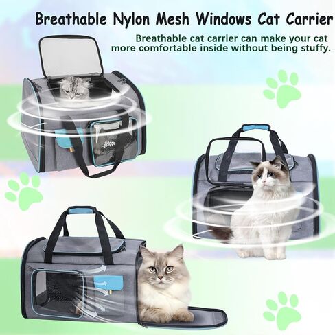 Keado Cat Carrier Dog Carrier أعلى حامل الحيوانات الأليفة القابل للتوسيع للقطط الصغيرة المتوسطة والجراء والكلاب الناعمة من جانب القط الكلب على ظهره الناقل مع زجاجة مياه الكلب والمواد الغذائية تحتوي على ناقلات السفر الأزرق in Kuwait
