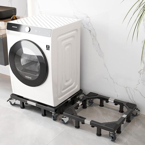 CHINCHILLA Heavy Duty All Stainless Steel Mobile Fridge Stand Base, Washing Machine Stand with Wheels, Adjustable Furniture Dolly for Washer, Refrigerator and Dryer in Saudi Arabia