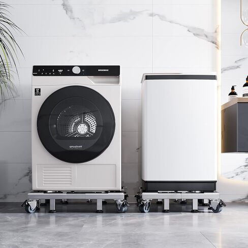 CHINCHILLA Heavy Duty All Stainless Steel Mobile Fridge Stand Base, Washing Machine Stand with Wheels, Adjustable Furniture Dolly for Washer, Refrigerator and Dryer in Saudi Arabia