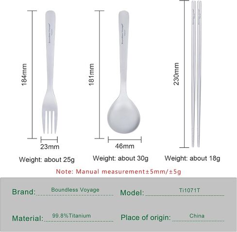 iBasingo Titanium Utensils Set Long Handle Spoon Fork Square Chopsticks Ultralight Outdoor Camping Cutlery for Soup Portable Tableware Reusable Travel Flatware Ti1071T in Saudi Arabia