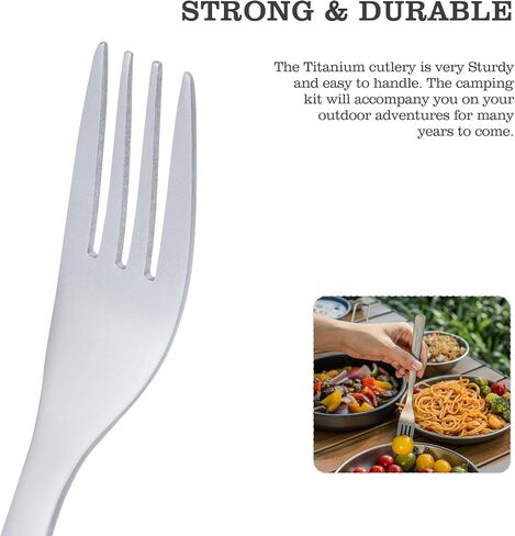 iBasingo Titanium Utensils Set Long Handle Spoon Fork Square Chopsticks Ultralight Outdoor Camping Cutlery for Soup Portable Tableware Reusable Travel Flatware Ti1071T in Saudi Arabia
