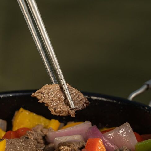 iBasingo Titanium Utensils Set Long Handle Spoon Fork Square Chopsticks Ultralight Outdoor Camping Cutlery for Soup Portable Tableware Reusable Travel Flatware Ti1071T in Saudi Arabia