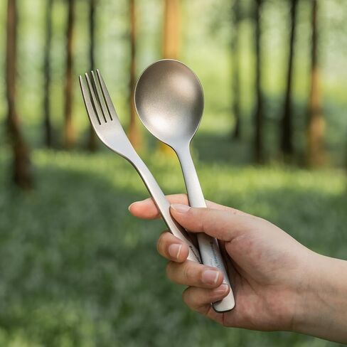 iBasingo Titanium Utensils Set Long Handle Spoon Fork Square Chopsticks Ultralight Outdoor Camping Cutlery for Soup Portable Tableware Reusable Travel Flatware Ti1071T in Saudi Arabia