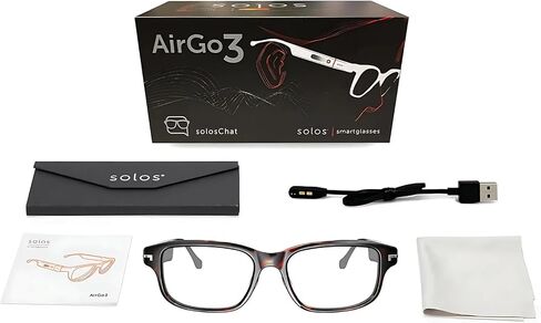 SOLOS Smart Glasses AirGo™ 3 Argon 7 | Shiny Havana | Powered by ChatGPT | Stereo Speakers | Blue Light Blocking | Bluetooth | USB C Charging | Compatible with iOS and Android in Saudi Arabia
