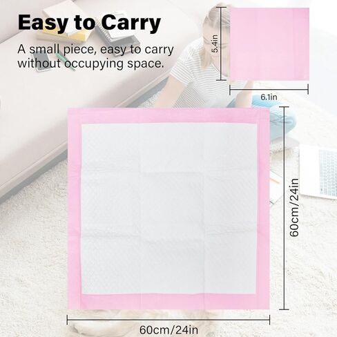 وسادات الحيوانات الأليفة للاستعمال مرة واحدة لتدريب الكلاب، وسادات تبول كبيرة مقاس 60.96 × 60.96 سم مع قدرة فائقة على الامتصاص و4 طبقات مقاومة للتسرب لنونية الجراء، سطح سريع الجفاف ومقاومة للماء لسلس البول - وردي (40 قطعة) in Kuwait