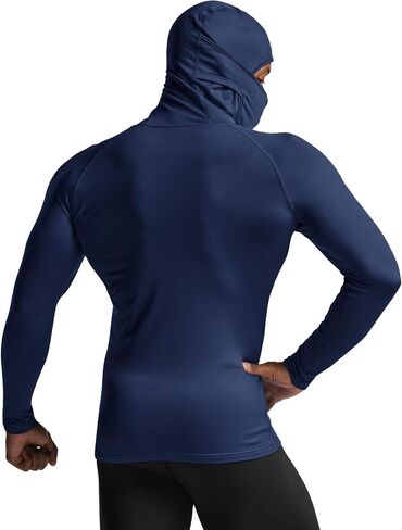 TSLA Men's Thermal Compression Shirts Hoodie with Mask, Long Sleeve Winter Sports Base Layer Top, Active Running Shirt in Saudi Arabia