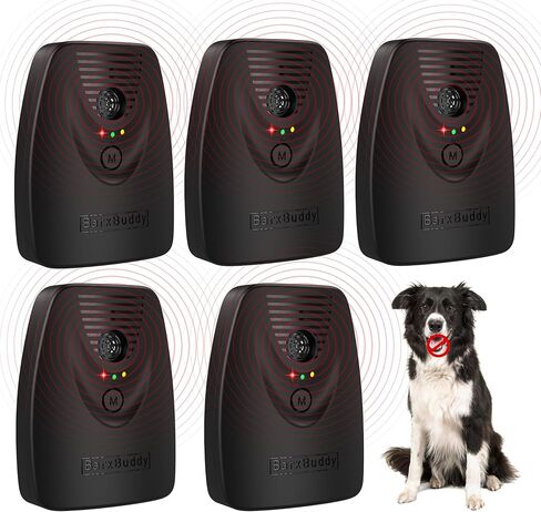 BarxBuddy [5 عبوات] جهاز BarkShield Home المضاد للنباح، بالموجات فوق الصوتية طويلة المدى بطول 66 قدمًا، صندوق ردع لحاء الكلاب المقاوم للماء للاستخدام الداخلي/الخارجي، طوق آمن للنباح بديل لتدريب الكلاب ومساعدته على السلوك in Kuwait