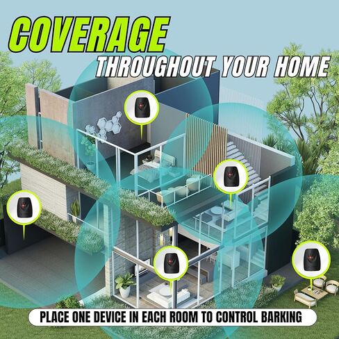 BarxBuddy [5 عبوات] جهاز BarkShield Home المضاد للنباح، بالموجات فوق الصوتية طويلة المدى بطول 66 قدمًا، صندوق ردع لحاء الكلاب المقاوم للماء للاستخدام الداخلي/الخارجي، طوق آمن للنباح بديل لتدريب الكلاب ومساعدته على السلوك in Kuwait