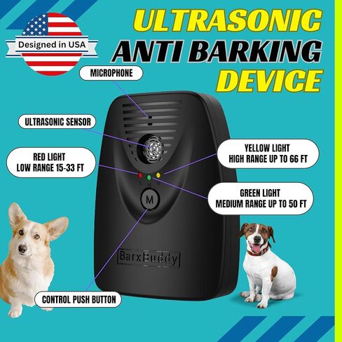 BarxBuddy [5 عبوات] جهاز BarkShield Home المضاد للنباح، بالموجات فوق الصوتية طويلة المدى بطول 66 قدمًا، صندوق ردع لحاء الكلاب المقاوم للماء للاستخدام الداخلي/الخارجي، طوق آمن للنباح بديل لتدريب الكلاب ومساعدته على السلوك in Kuwait