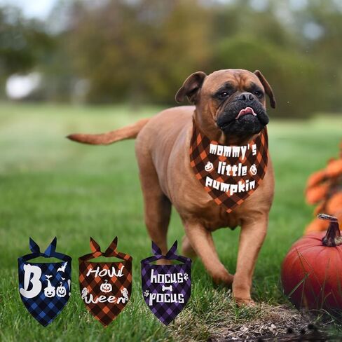 Halloween Dog Bandanas 4 Pack Boo Pumpkin Dog Bandana for Halloween Fall Dog Bandanas Holiday Pet Scarf for Small Medium Dog Cat in Kuwait