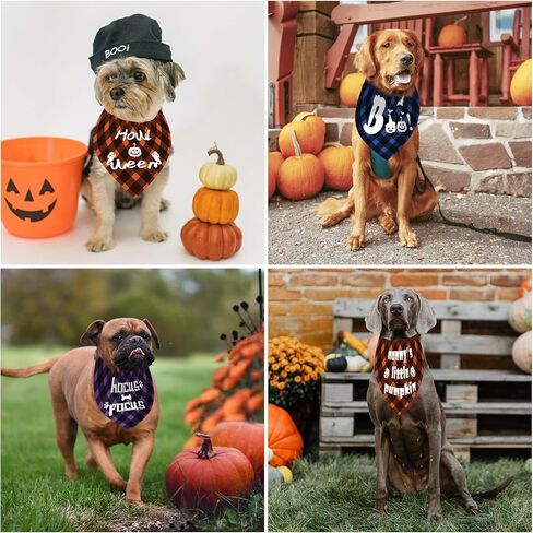 Halloween Dog Bandanas 4 Pack Boo Pumpkin Dog Bandana for Halloween Fall Dog Bandanas Holiday Pet Scarf for Small Medium Dog Cat in Kuwait