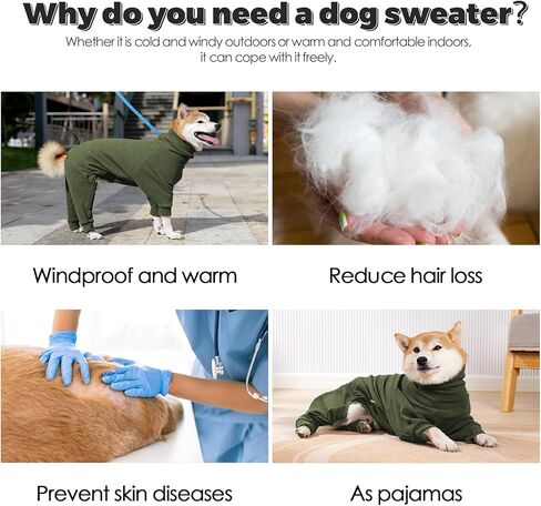 Dotoner Pullover Dog Sweater High Collar with Leash Hole Cold Weather Vest for Dogs Dog Winter Clothes for Indoor and Outdoor Use Long Sleeve Dog Sweatshirt Dog Clothes for Large Dogs in Kuwait