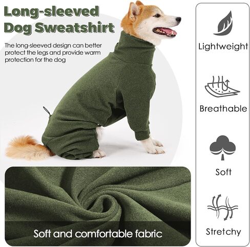 Dotoner Pullover Dog Sweater High Collar with Leash Hole Cold Weather Vest for Dogs Dog Winter Clothes for Indoor and Outdoor Use Long Sleeve Dog Sweatshirt Dog Clothes for Large Dogs in Kuwait
