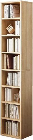 IOTXY Small Narrow Corner Bookcase - 71 Inches Tall Gap Freestanding Storage Cabinet, 8 Lattices Open Shelves Tower Rack, Cubes Bookshelf in Oak in Saudi Arabia