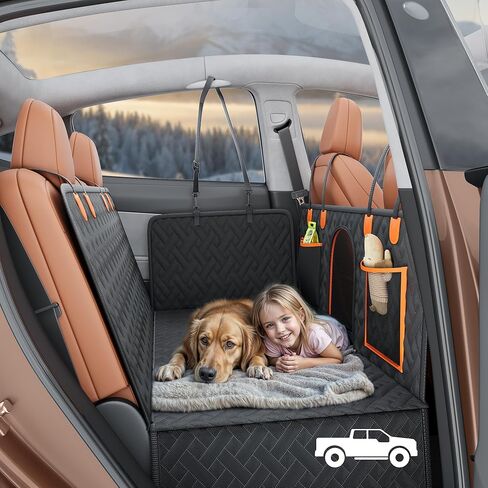 YITAHOME XL Dog Back Seat Extender for Truck, Dog Car Seat Cover with Hard Bottom Support 440LB, Pet Protector with Mesh Window, Waterproof and Scratch-Proof, for Full-Size Trucks, SUV in Saudi Arabia