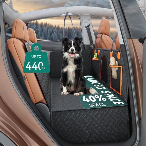 YITAHOME XL Dog Back Seat Extender for Truck, Dog Car Seat Cover with Hard Bottom Support 440LB, Pet Protector with Mesh Window, Waterproof and Scratch-Proof, for Full-Size Trucks, SUV in Saudi Arabia
