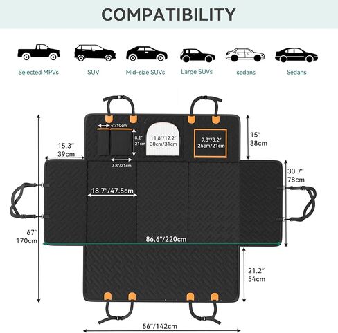 YITAHOME XL Dog Back Seat Extender for Truck, Dog Car Seat Cover with Hard Bottom Support 440LB, Pet Protector with Mesh Window, Waterproof and Scratch-Proof, for Full-Size Trucks, SUV in Saudi Arabia