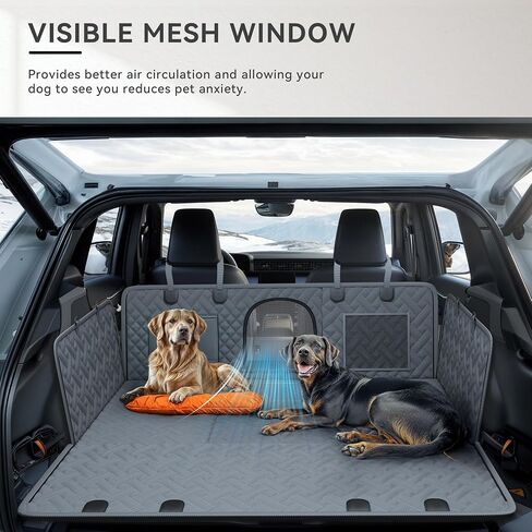 YITAHOME XL Dog Back Seat Extender for Truck, Dog Car Seat Cover with Hard Bottom Support 440LB, Pet Protector with Mesh Window, Waterproof and Scratch-Proof, for Full-Size Trucks, SUV in Saudi Arabia