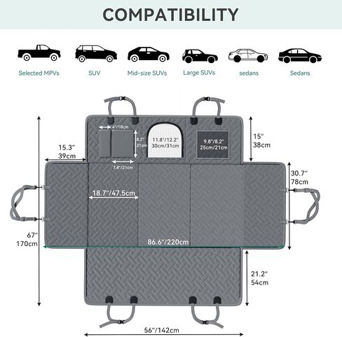 YITAHOME XL Dog Back Seat Extender for Truck, Dog Car Seat Cover with Hard Bottom Support 440LB, Pet Protector with Mesh Window, Waterproof and Scratch-Proof, for Full-Size Trucks, SUV in Saudi Arabia