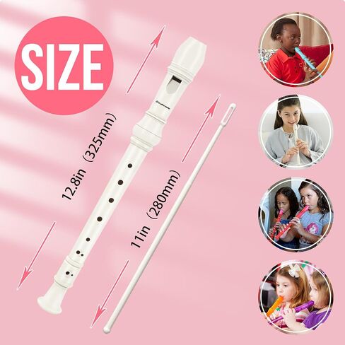 Soulmate Recorder Instrument for Kids Toddler Beginners Students German Style C Key Soprano Recorder Instrument 8 Holes 3 Piece ABS Descant Recorders with Cleaning Kit, Packing Bag (Black) in Kuwait
