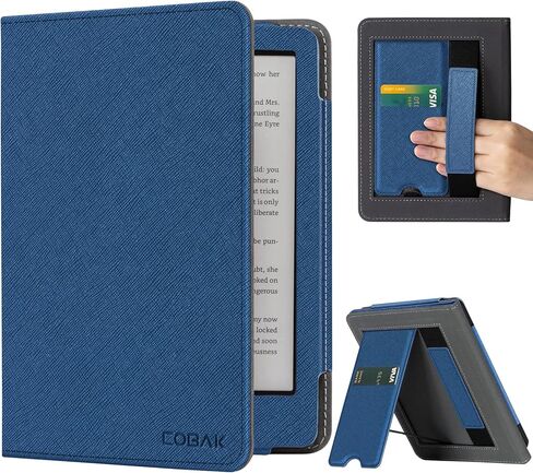 حافظة CoBak مع حامل لجهاز Kindle Paperwhite - غطاء متين من جلد البولي يوريثان مع خاصية التنبيه التلقائي للنوم، وفتحة للبطاقة، وميزة حزام اليد - يناسب جهاز Kindle Paperwhite من الجيل الحادي عشر مقاس 6.8 بوصات إصدار التوقيع 2021 in Saudi Arabia