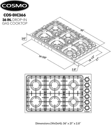 COSMO 640STX-E 24 بوصة. موقد غاز مع 4 شعلات محكمة الغلق، طباخ مسطح قابل للسحب مع شبكة من الحديد الزهر ومقابض معدنية مقاومة للذوبان في الفولاذ المقاوم للصدأ in Kuwait
