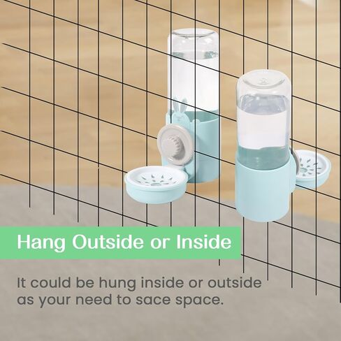 موزع مياه آلي معلق للحيوانات الأليفة، موزع مياه تلقائي على شكل أرنب سيفون أرنب قنفذ، وعاء ماء للقطط والكلاب لتعليق القفص (أزرق فاتح) in Kuwait