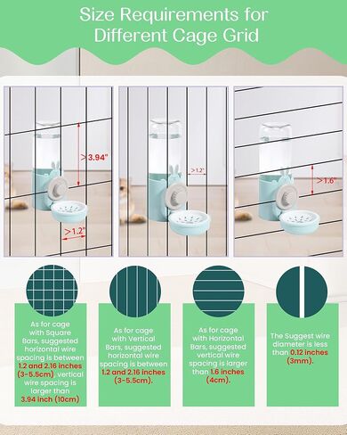 موزع مياه آلي معلق للحيوانات الأليفة، موزع مياه تلقائي على شكل أرنب سيفون أرنب قنفذ، وعاء ماء للقطط والكلاب لتعليق القفص (أزرق فاتح) in Kuwait