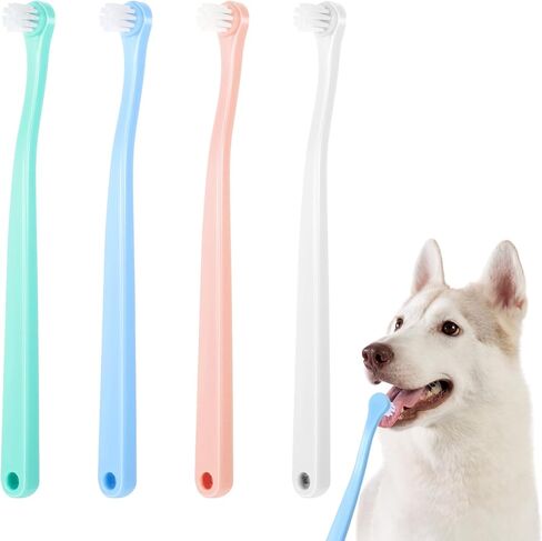 Lusofie 4pcs Dog Toothbrush Mini Head Puppy Toothbrush for Pet Toothbrush Cleaning Kit，Small Tooth Brush for Puppies Cat Tooth Brush Soft Bristles Small Dog Toothbrush Brushing Kit in Kuwait