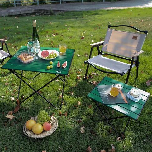Portable Folding Camping Table, Large Compact Aluminum Beach Picnic Table, Lightweight Collapsible Outdoor Camp Tables That Folds & Rolls Up, Beach Gear Essentials Camp Accessories, Sylvan Green in Saudi Arabia