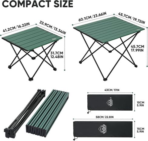 Portable Folding Camping Table, Large Compact Aluminum Beach Picnic Table, Lightweight Collapsible Outdoor Camp Tables That Folds & Rolls Up, Beach Gear Essentials Camp Accessories, Sylvan Green in Saudi Arabia