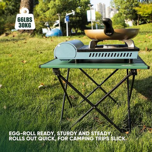 Portable Folding Camping Table, Large Compact Aluminum Beach Picnic Table, Lightweight Collapsible Outdoor Camp Tables That Folds & Rolls Up, Beach Gear Essentials Camp Accessories, Sylvan Green in Saudi Arabia
