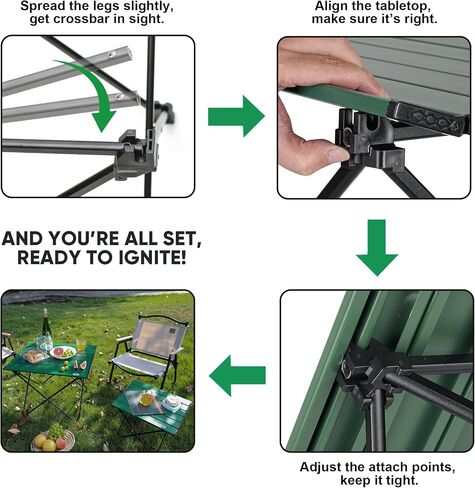 Portable Folding Camping Table, Large Compact Aluminum Beach Picnic Table, Lightweight Collapsible Outdoor Camp Tables That Folds & Rolls Up, Beach Gear Essentials Camp Accessories, Sylvan Green in Saudi Arabia