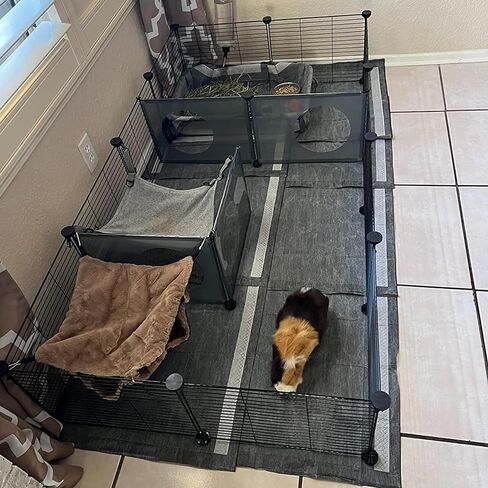 Pet Playpen, Small Animals Playpen, DIY Encrypted Metal Wire Rabbit Fence, Guinea Pigs Cages, Puppy Kitten Playpen, Indoor & Outdoor Yard Fence for Small Animals 12 Pcs Panels Black in Saudi Arabia